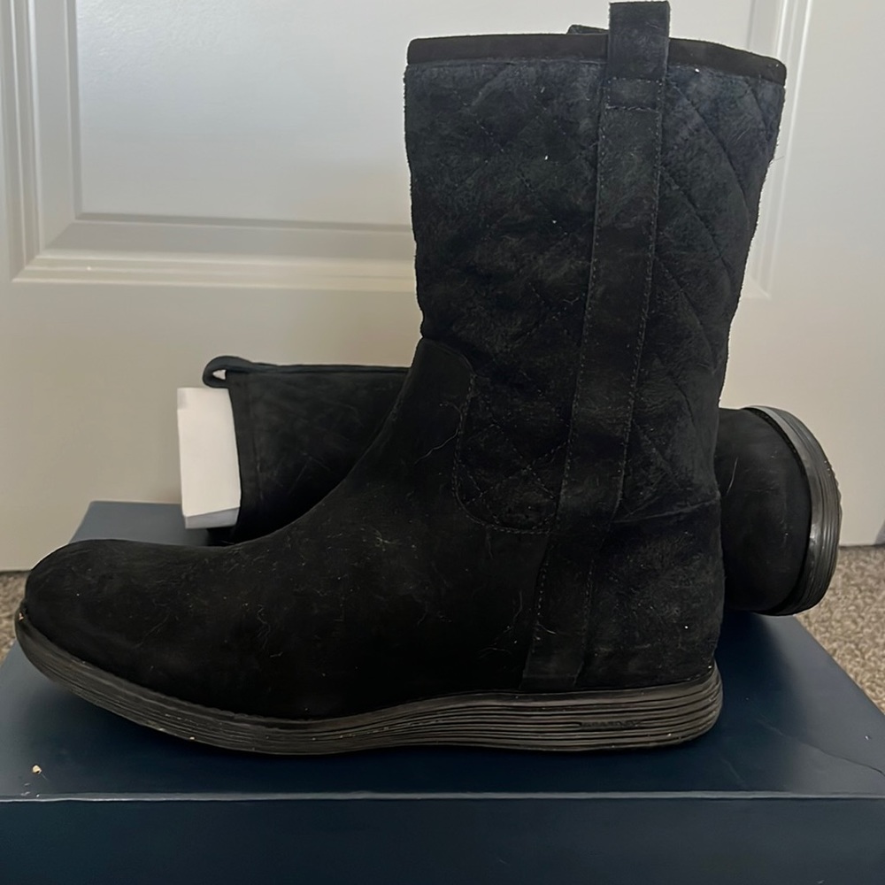 Black suede Roper Grand Boots by Colehaan